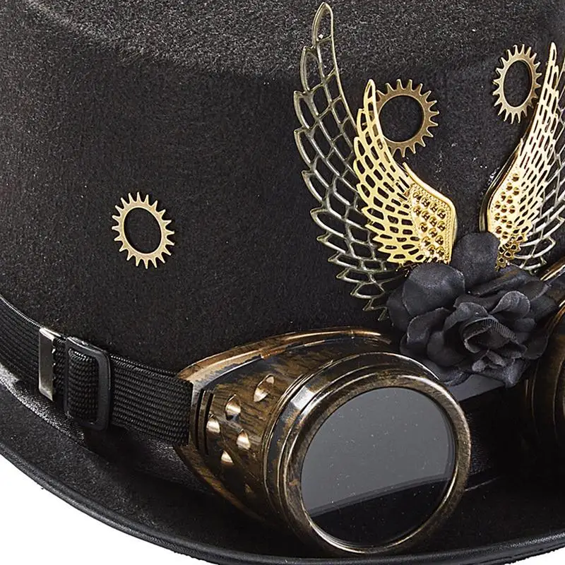 Женская шляпа в стиле стимпанк с крыльями и снаряжением готическом ретро