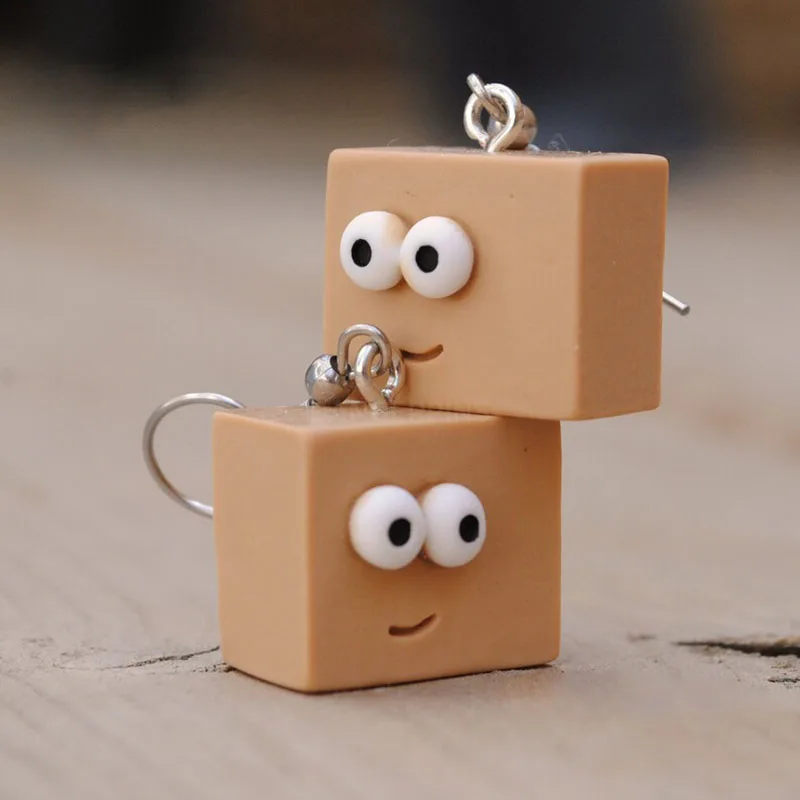 

Weird little box guys earrings Weird but funky earrings accessory omen 2022 trending vintage silver statement earrings fashion