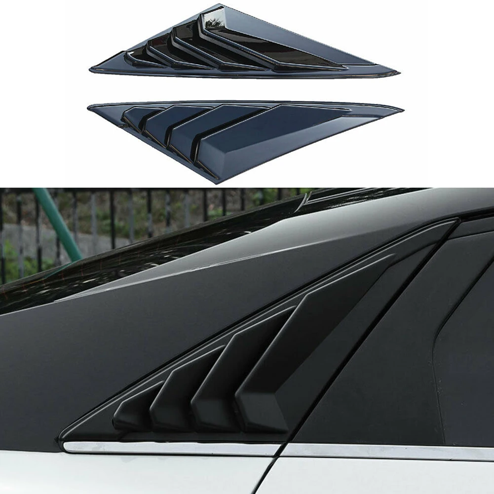 

For Hyundai Elantra 2021-2022 Glossy Black Side Vents C-pillar Rear Triangular Blinds With Bright Black Pair