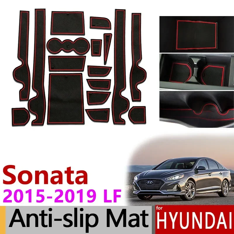 Противоскользящие резиновые коврики коврик для ворот слота чашки Hyundai Sonata LF 2015 2016