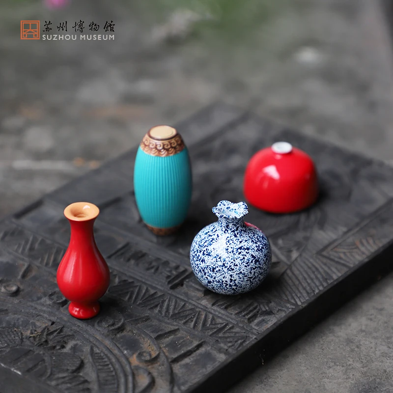 

M Tao Ye Zhen Cold Porcelain Refridgerator Magnets Exquisite Ancient Kiln Glaze Porcelain Mini Flower Ware Message Sticker