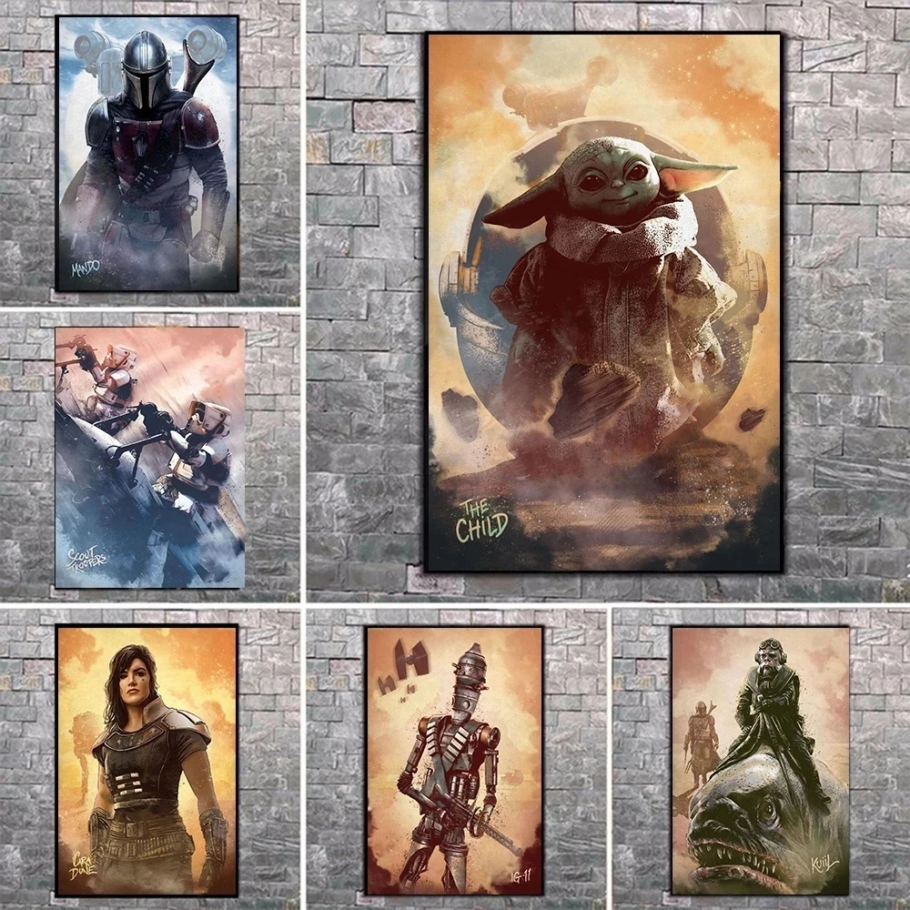 

Star Wars Marvel Canvas Mandalorian Characters Decor Disney Movie Picture Poster No Frame Painting Wall Art Home Bedroom Prints