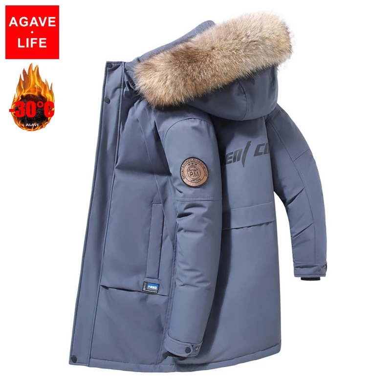 Men's Down Jackets -30 Degree Winter Hooded Male Clothing Clothes Fox Fur Collar Coats Thick Warm Parkas Ropa Hombre Men Jacket