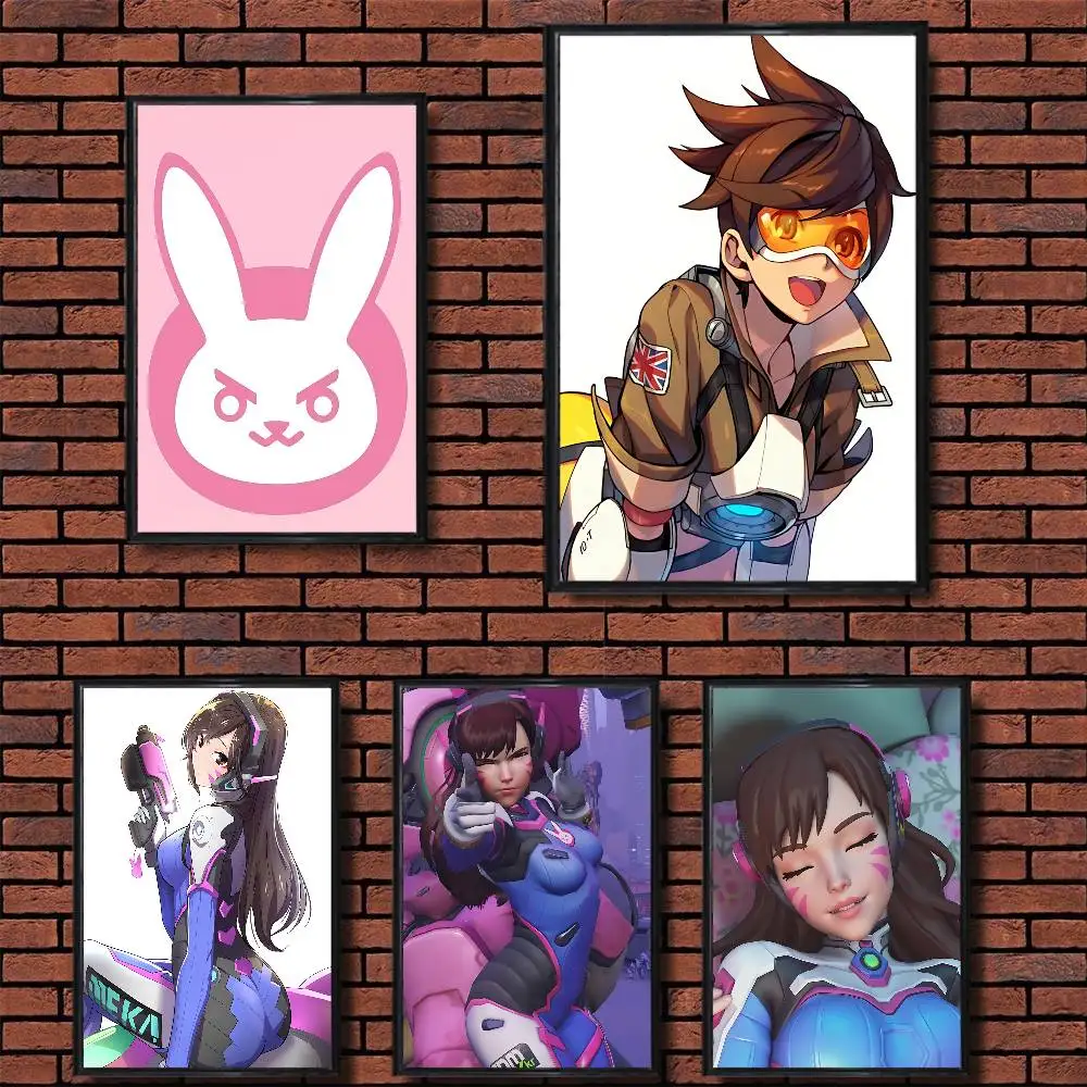 Фото Постер Tracer game D Va Overwatch, модный настенный декор для кофейни, офиса, бара, лучший подарок, качественная наклейка, напечатанная на бумаге PP №1