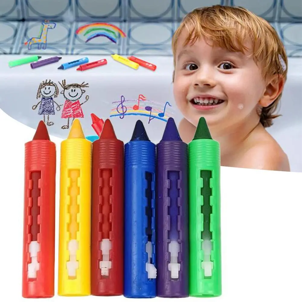 

6pcs/set Children's Washable Bathroom Crayons Cleaning Easy To Wipe Painting Pens Graffiti Doodle Pens For Baby Kid Bathing R4s0
