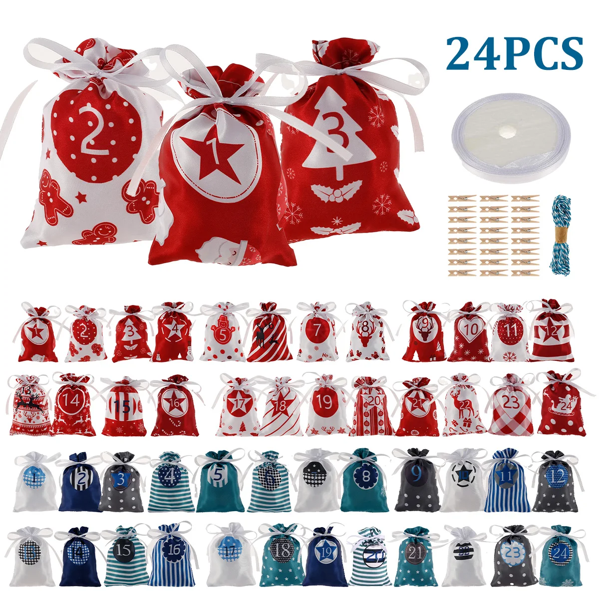 

Рождественские подарочные пакеты, 24 шт., тканевые милые рождественские пакеты, многоразовые подарочные пакеты для упаковки рождественских конфет на День святого Валентина и свадьбу
