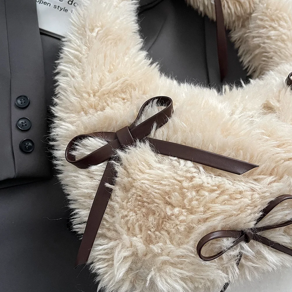 Женская плюшевая сумка на молнии кошелек-клатч с внутренним карманом пушистый