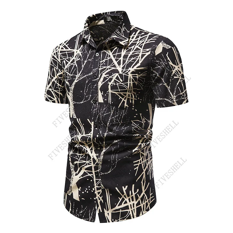 

2023 Vintage Branches Print Shirt Men Summer New Short Sleeve Hawaiian Shirt Mens Streetwear Harajuku Shirts Chemise Homme XXXL