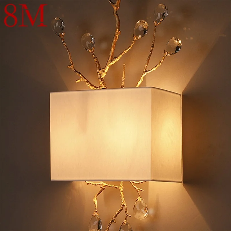 

8M Retro Wall Lamp LED Agate Decorative Fixtures Indoor Hotel Living Room Brass Lights