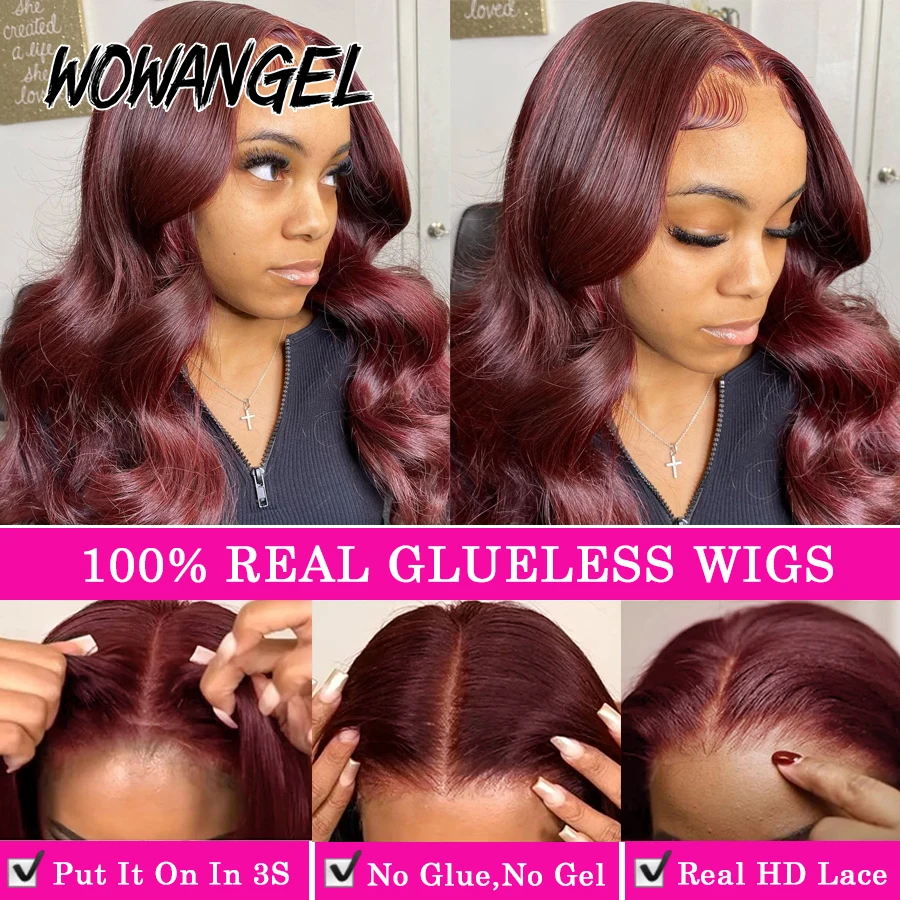 250% предварительно все 13x6 HD кружевные передние парики 34in безклеевые волнистые 99J