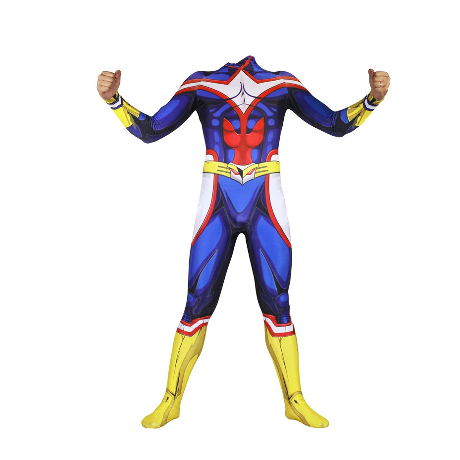 

Hero Academia All Might Cosplay Costume Zentai Lycra Spandex Blue Full Body Exquisite Bodysuit Jumpsuit Suits