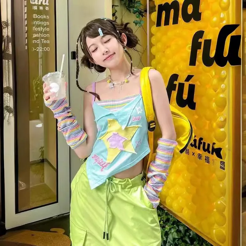 Летняя разноцветная майка для девочек новинка сексуальный женский топ с милыми