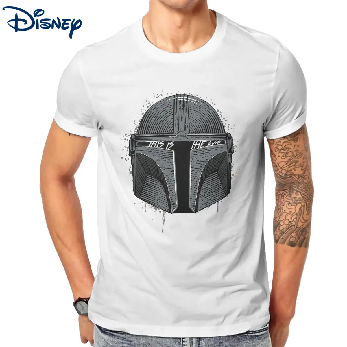 

Мужская футболка Disney This The Way, Винтажная футболка из чистого хлопка, футболка Мандалорских Звездных войн, футболки с круглым вырезом, одежда размера плюс
