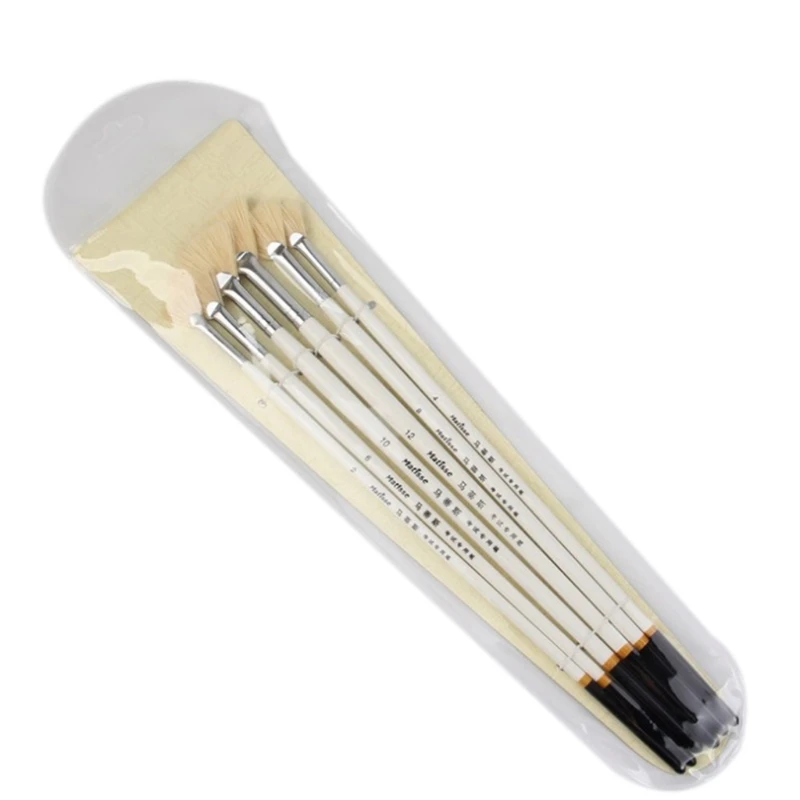 

Oil Paint Brushes Artist Fan Paint Brush 6pcs/ Set Oil Painting Brush Pig's Bristles Hair Artist Drawing Brush Dropship