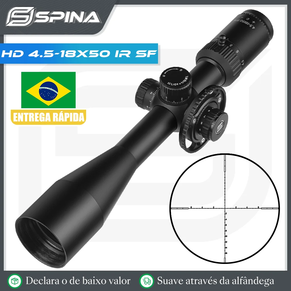 

SPINA OPTICS HD 4.5-18x50 IR SF Side Parallax Adj Turret Locking Tactical Hunting Riflescope Airsoft Rifle Sight Fit.308.556ect