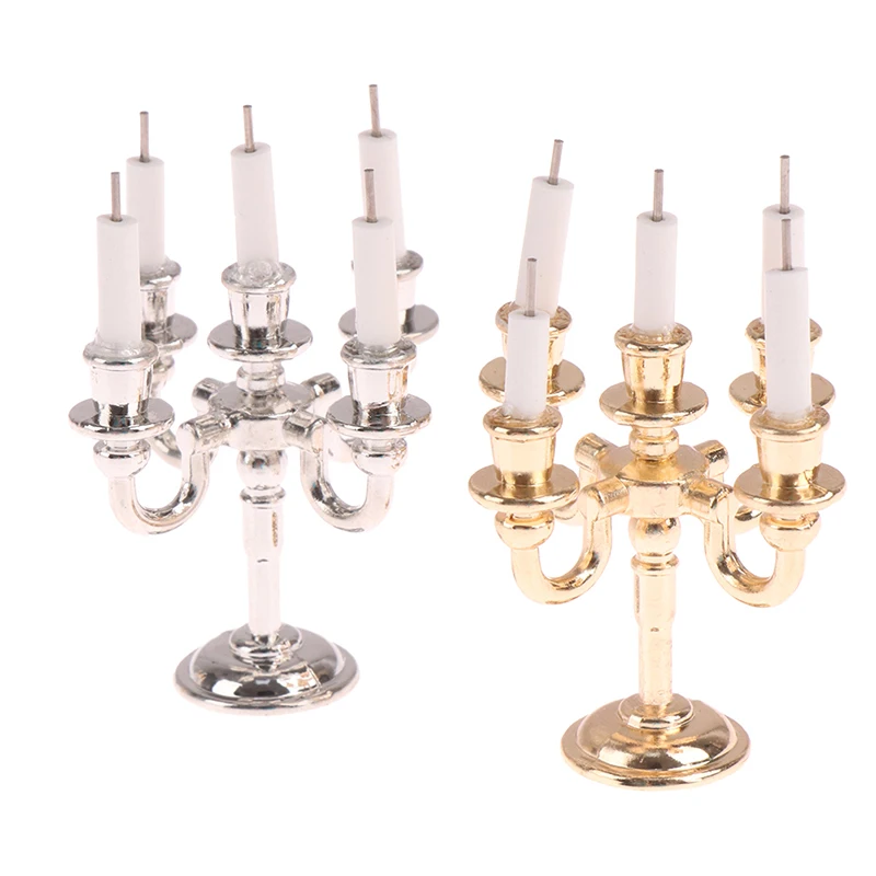 

1Set Cake Candle Holders Toppers For Doll House Dollhouse Miniature Candles And Candlestick Birthday Party