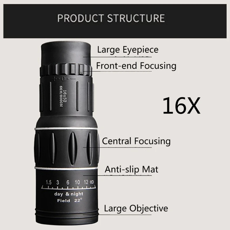 

16x52 Monoculars Powerful BAK-4 Monoculars Scope with Night-Vision for Travel