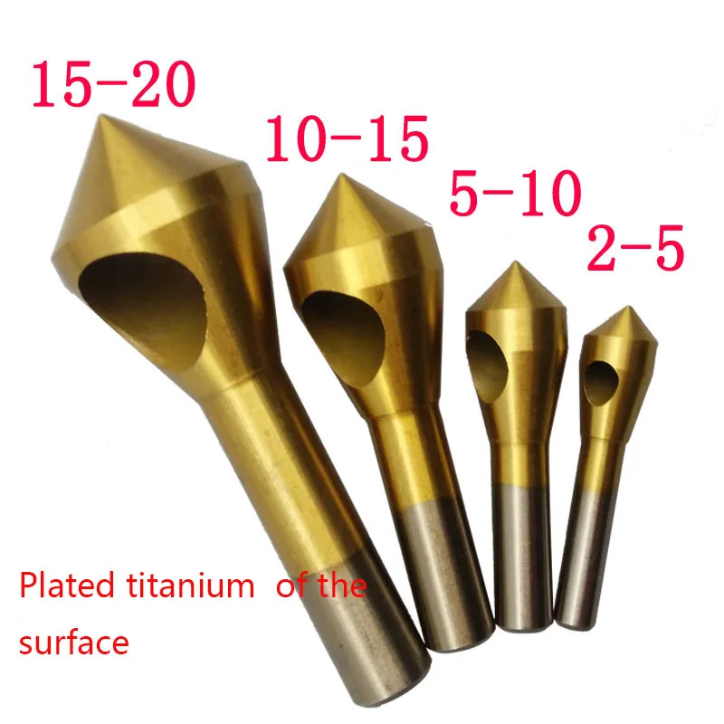 

Titanium Hole Steel/aluminum 2-5-10-15-20 Head Deburring Taper Chamfering Countersink Cutter Drill 4pcs Countersunk Tools Set
