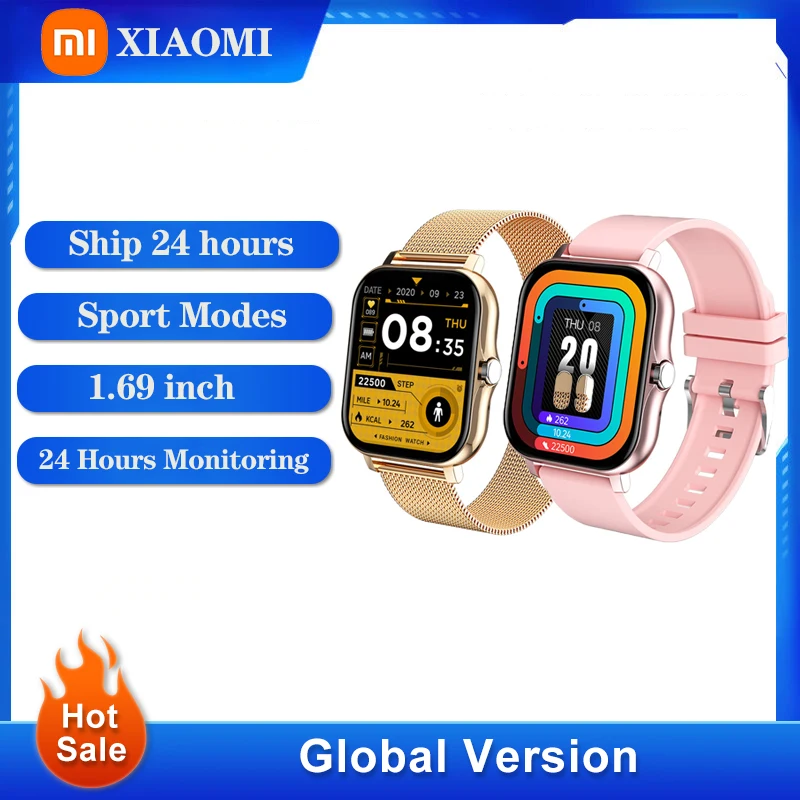 

Xiaomi Women Smart Watch Men HD Color Screen Full Touch Watches Fitness Tracker Bluetooth Call Smart Clocks Ladies Android IOS