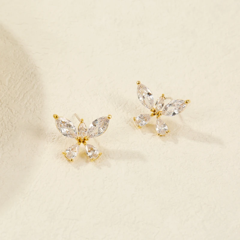 Роскошные серьги Badu в виде бабочки с кристаллами золотого цвета милые женские