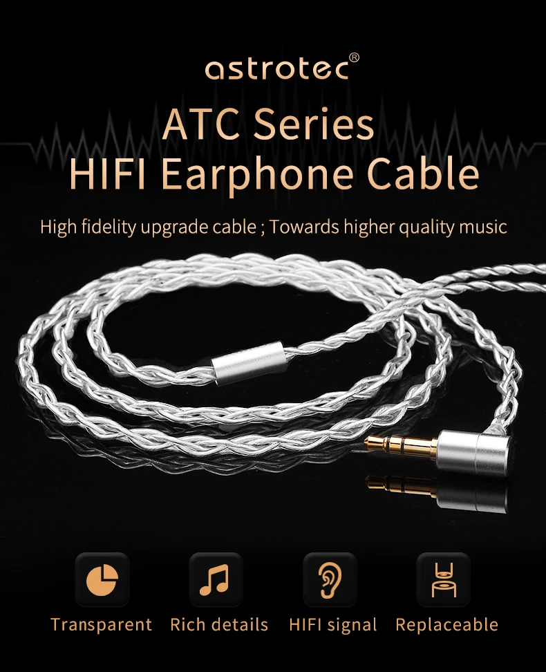 

Astrotec 128 Cores, 8 Strands, 6N OCC Headphone Cable 3.5mm 4.4mm MMCX Balanced Hifi Replacement Earphone Cable