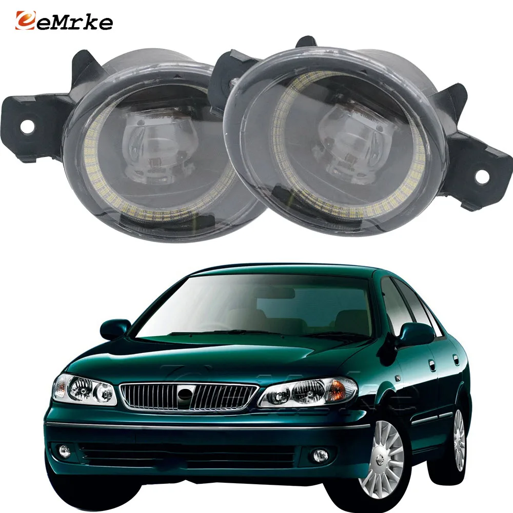 

2 X Car Fog Lights Assembly for Nissan Sunny N16 Bluebird Sylphy G10 (Pulsar Australia) 2003-2005 Led Angel Eye DRL Driving Lamp