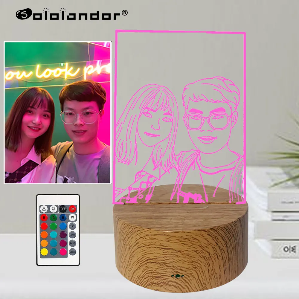 

Personalized Custom Picture Photo Night Lamp Text Customized Valentine's Day Wedding Anniversary Birthday 3D Night Light Gifts