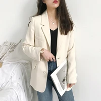 women korea loose blazers beige black england style office lady work suits 2021 woman spring autumn single breasted blazers new