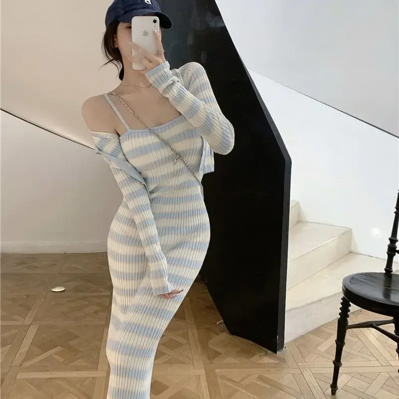 Осень 2024 новое женское элегантное крутое платье-майка костюм из двух предметов