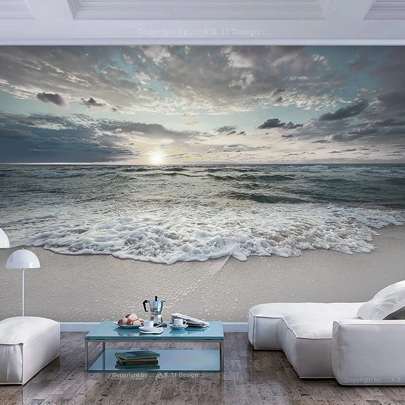 

Custom Mural Sea and Beach Stick Self-Adhesive Wallpaper Decor Print Image Design Landscape Nature Sea Sky Background Wall Paper