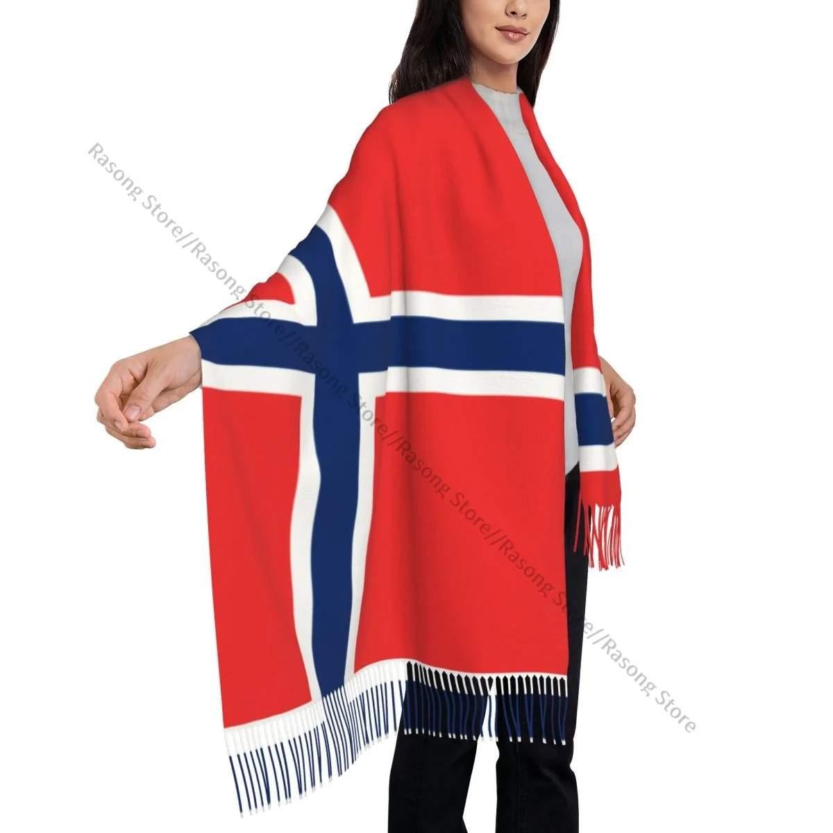 Шарф с кисточками большой размер 196*68 см зимняя теплая шаль из пашмины буфанда