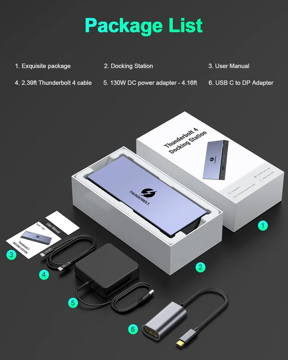 Док-станция Thunderbolt 4 OEM 16 в 1 двойной монитор 4K Single 8K H DMI 130 Вт совместимая с Ma cBook Pro D