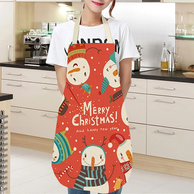 

Рождественские украшения фартук без рукавов льняной кухонный фартук женский нагрудник на талии для приготовления пищи