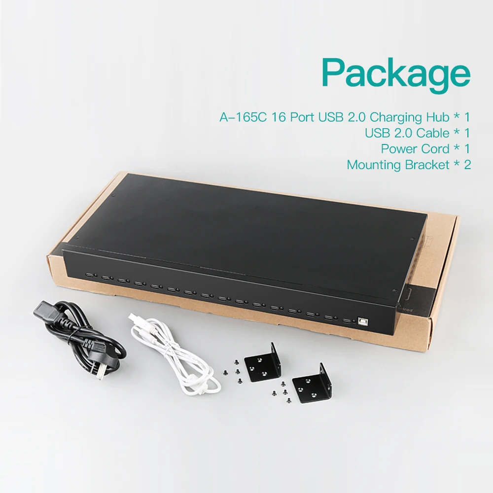 A165C Промышленный USB 2.0 хаб на 16 портов для монтажа в DIN-рейку, металлический, 480 Мбитс, 400 Вт, с общим доступом к зарядке USB (art.: 3920db8b2bb22) - 3920db8b2bb22