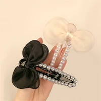 ins net yarn bow hair claws for women girls big size pearl hair clips hairpins fashion hair accessories hair styling tool 2022