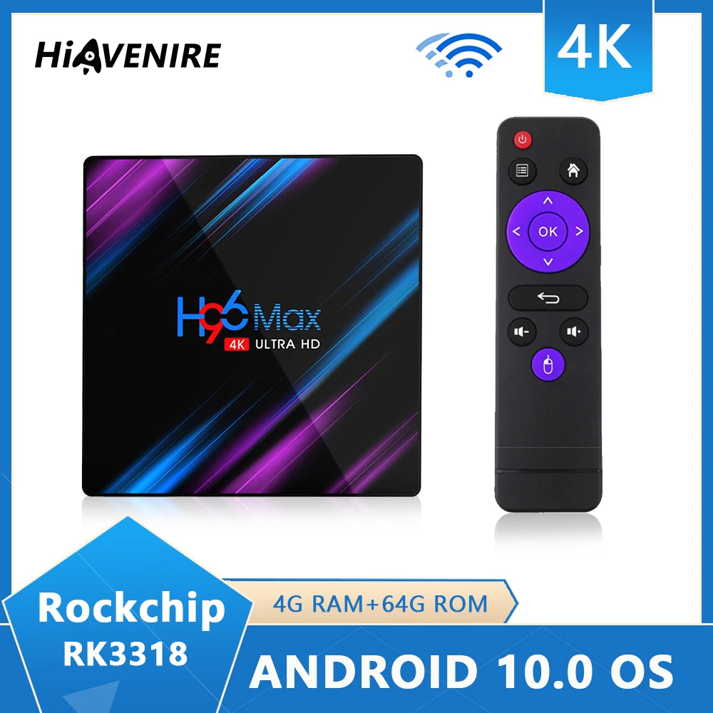 

Приставка Смарт-ТВ H96 MAX, Android 10, 4 + 64 ГБ, 4K, 60 кадров/с