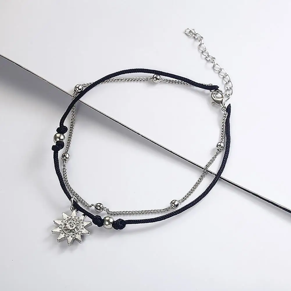 

Lady Anklets Good Workmanship Double Chains All Match Creative Double-layer Women Ankle Chain Women Anklets for Gift