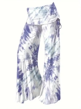 Плюс размер кружево-бабочка на шнурке облегающий лоскутный топ широкие брюки с