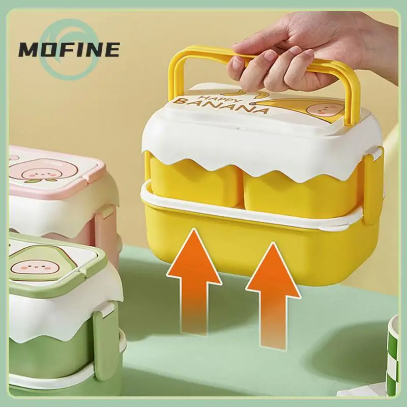 

Double-layer Multi-grid Lunch Box Large-capacity Box Warehouse Portable Childrens Cartoon Lunch Box Plastic Durable Leakproof