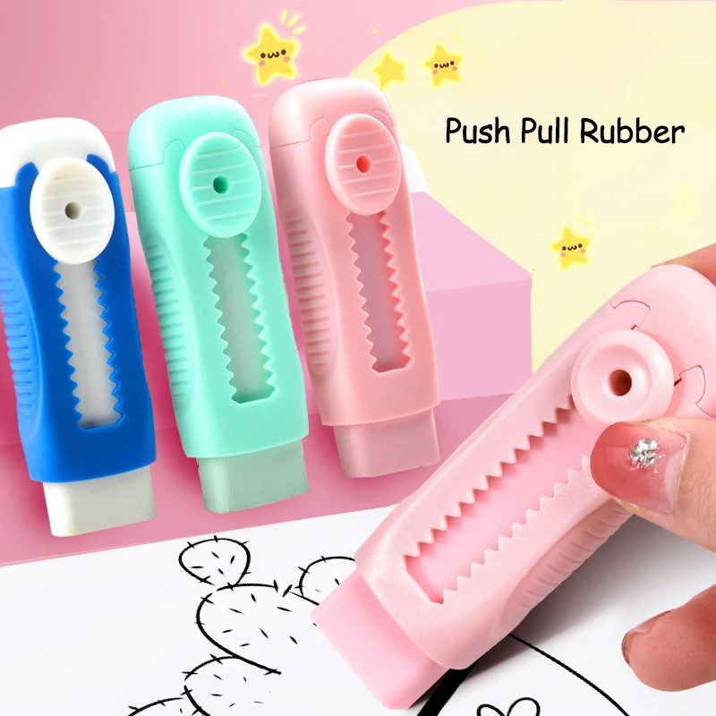 

Pencil Eraser Useful Labor-saving Push Pull Rubber Creative Wiping Stationery for Kids Students Drawing Writing School Supplies