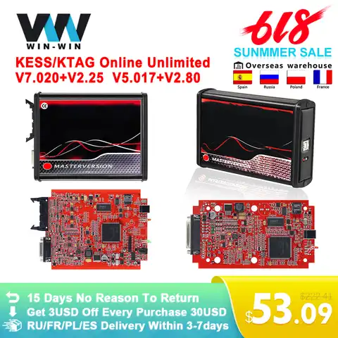 Новинка 2,80 KESS KTAG EU Red KESS V5.017 K TAG V7.020 4 светодиодный 2,25 Online OBD2 ECU чип инструменты для настройки KESS 5,017 K-TAG ECU Программатор