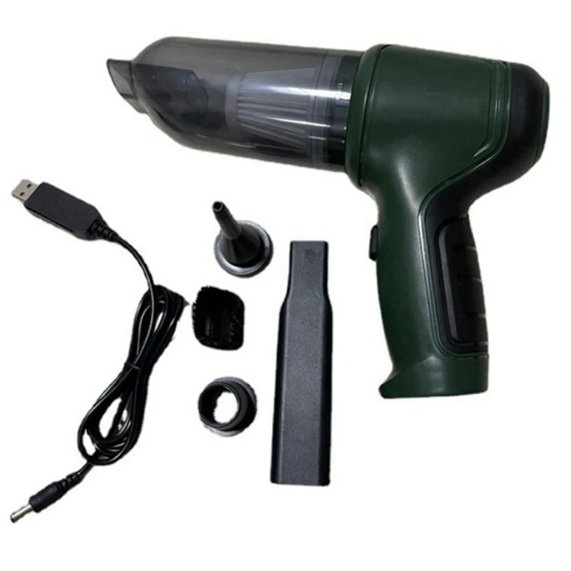 

3-In-1 Car Vacuum Cleaner Strong Blowing Car Household Handheld Wireless Charging Vacuum Cleaner 9000PA -Green