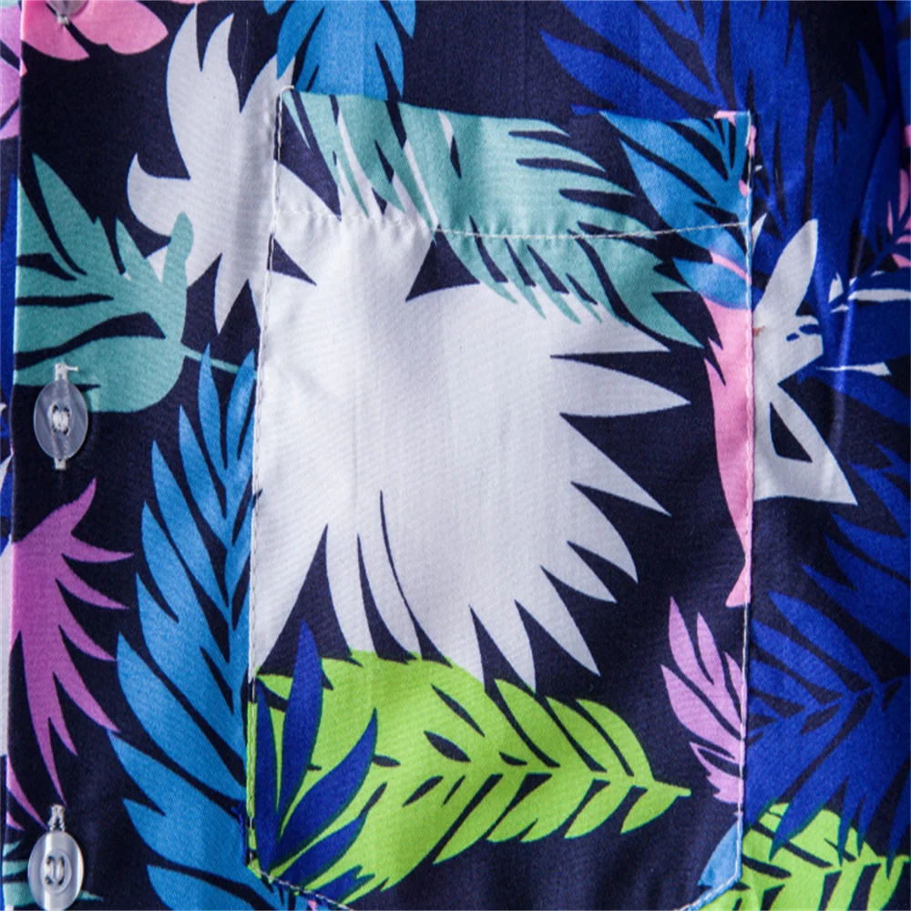 M-3XL Summer Hawaiian Shirts Tropical Floral Men Tops Casual Short Sleeve Cotton Button Chemise Loose Vacation Beach Blouse