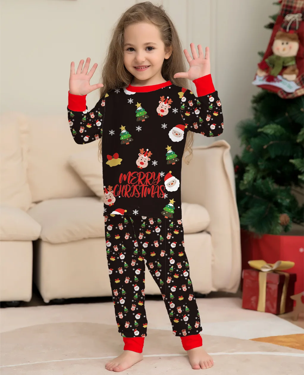 Xmas Family Matching Pajamas Set 2022 New Christmas Santa Claus Printed Print Adult Children Suit Baby Jumpsuit Family Suit