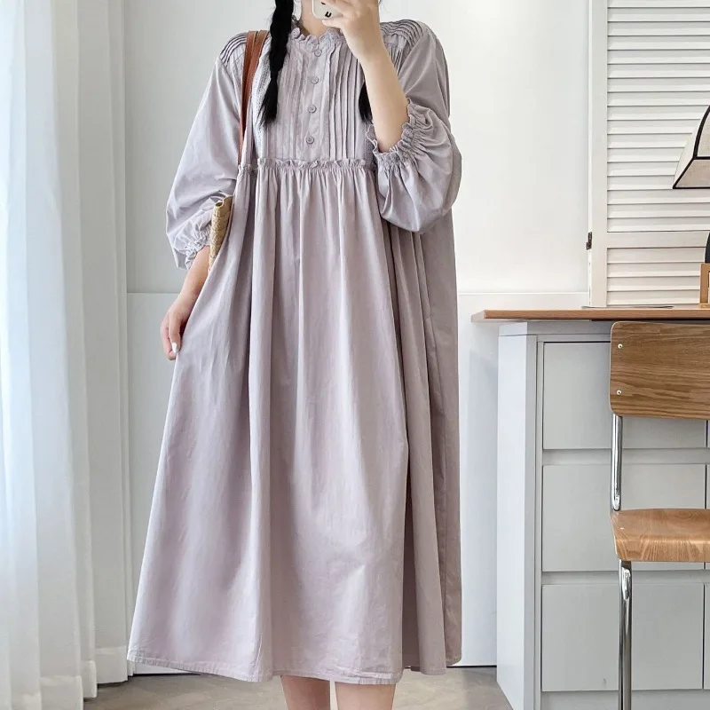 Милое винтажное хлопковое плиссированное платье в японском стиле девушки Мори с