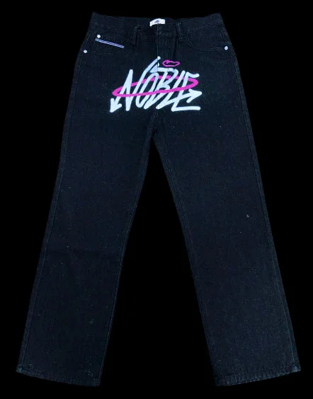 

2023Casual slim-fit pants, New Vintage Printed Jeans Personality Street Fashion Casual High Waist Wide Leg Pants Straight Leg Pa