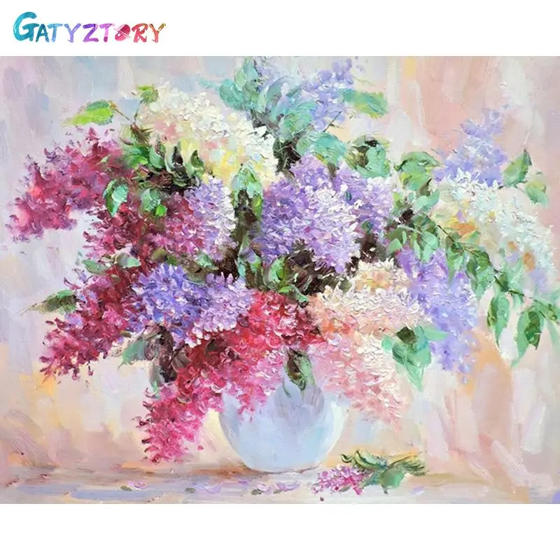 

GATYZTORY Painting By Number Flower in vase Drawing On Canvas HandPainted Painting Art Gift DIY Picture By Number Flower Kits Ho