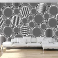 custom photo 3d gray circle round murals non woven embossed wallpaper for bedroom living room tv sofa background wall painting