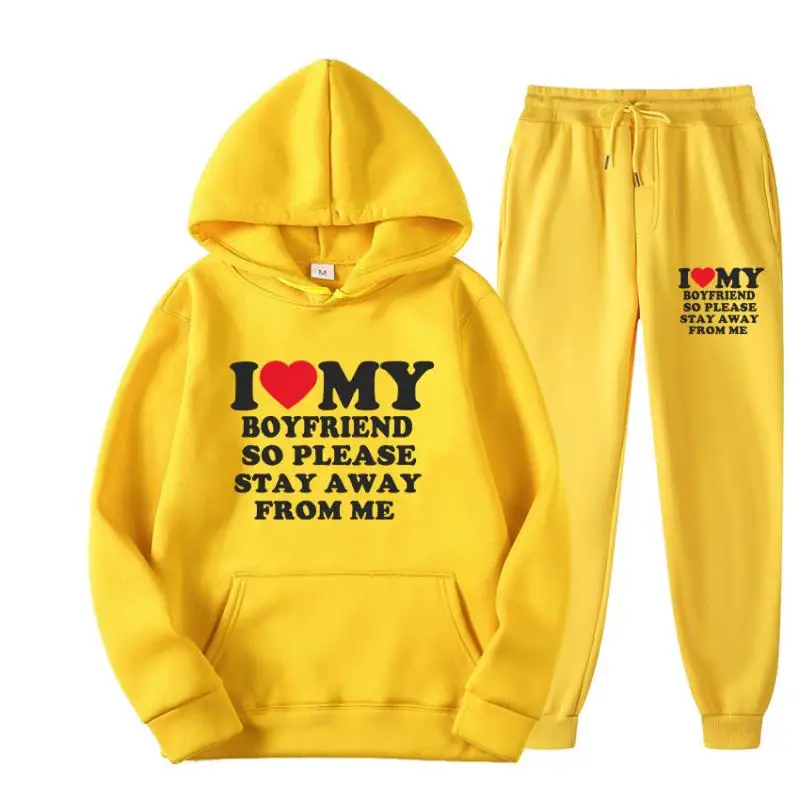 Sweater Set I Love My Boyfriend Shirt So Please Stay Away From Me Funny Bf Gf Sayings Quote Valentine Men Women Prints Hoodies