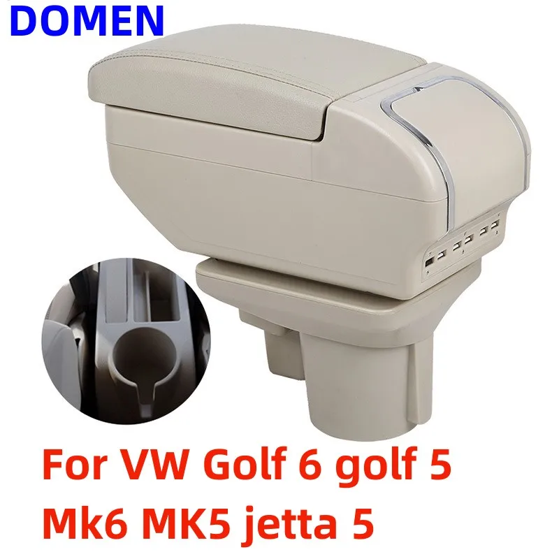 

For VW Golf 6 golf 5 Mk6 MK5 jetta 5 Armrest Box Central Store Content With Retractable Cup Hole Large Space Dual Layer USB